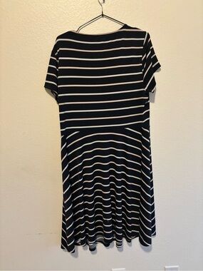 Classic Black and White Striped Midi Dress